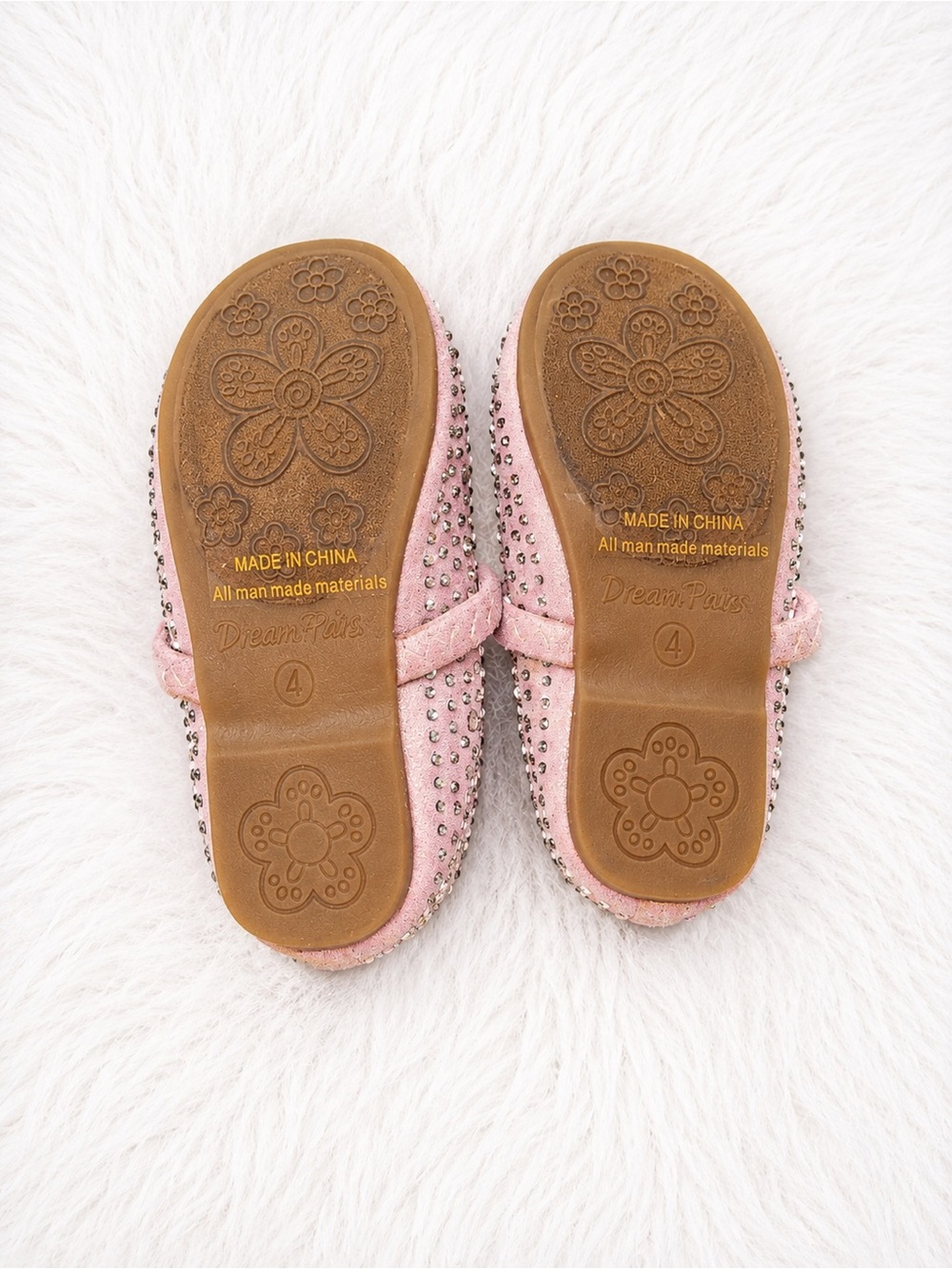 Dream Pairs Girls Size 4 Pink Rhinestone Ballet Flats Mary Jane Sparkle - Picture 3 of 3